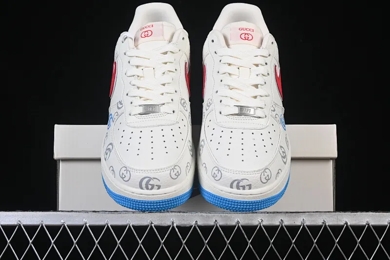 All categories Nk Air Force 1 Air Force series Nk Air Force 1 Low Air Force low-top Nike Air Force 1'07 Low Gucci co-branded white, red and blue Air Force 1 low-top casual sneakers SC0601-572